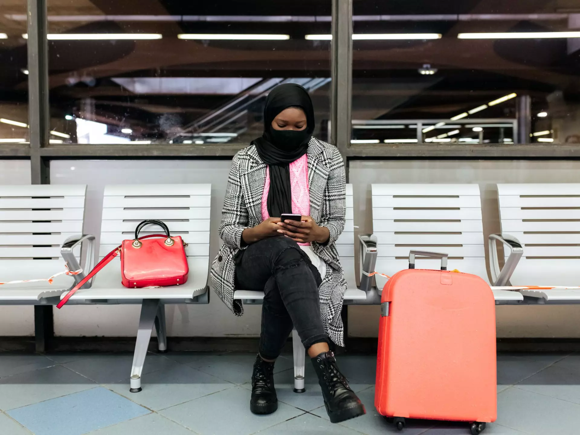 Modern Muslim woman in an airport