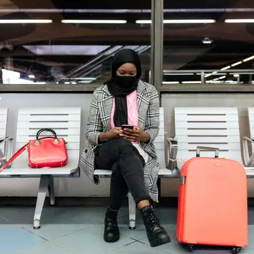Modern Muslim woman in an airport