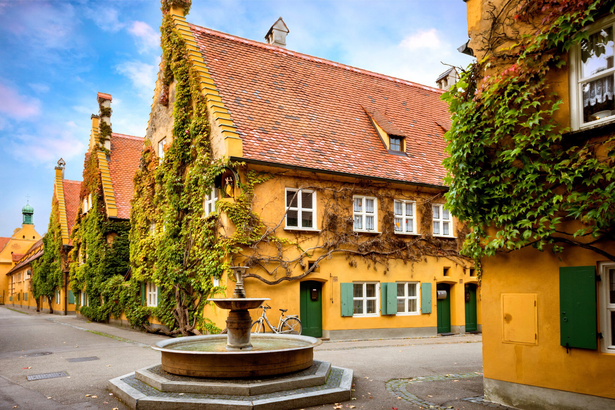 Augsburg: Fuggerei, the world's oldest social housing in Bavaria, Germany.