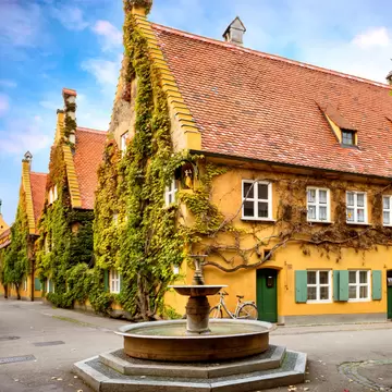 Augsburg: Fuggerei, the world's oldest social housing in Bavaria, Germany.
