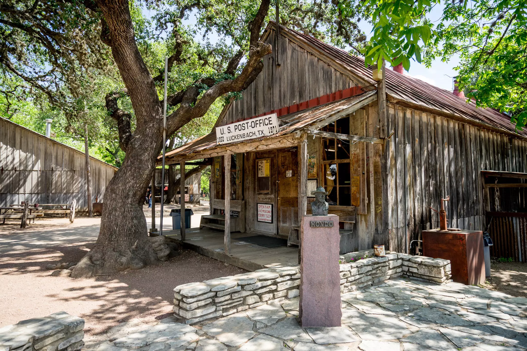 Old US Post office that contains a general store, gift shop and bar in Luckenbach, Texas