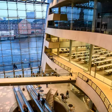 Interior of the Black Diamond, Copenhagen Royal Library. Denmark.