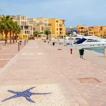 The promenade at Abu Tig Marina in El Gouna, a resort town on the Red Sea Coast in Egypt. Andrei Nekrassov/Shutterstock