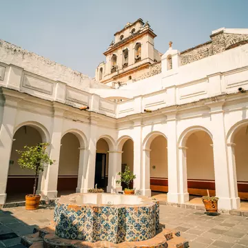 View of the courtyard of the Museo de El Carmen, housed in a former convent in Mexico City.