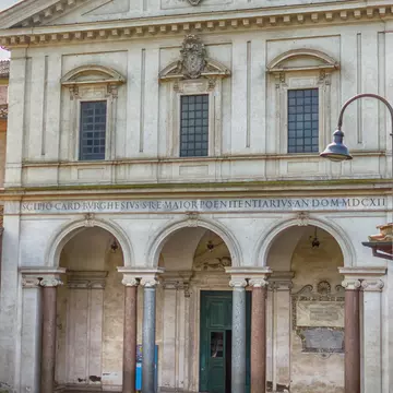 Exterior of the Basilica di San Sebastiano,  located along Via Appia Antica in Rome, Italy.
