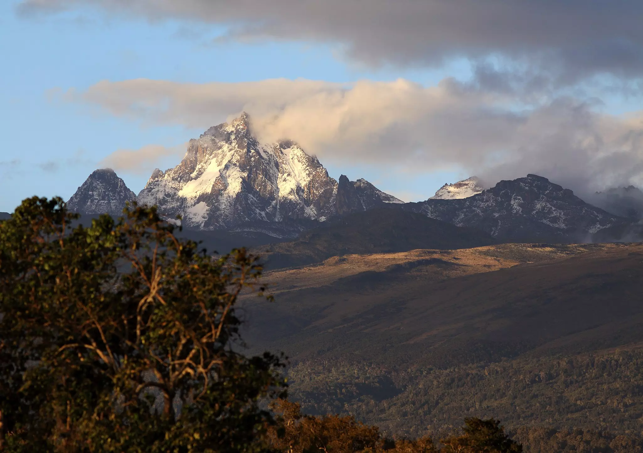 Mount Kenya in late afternoon sunlight