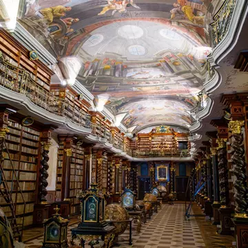 View of the library of Klementinum in Prague, Czechia.