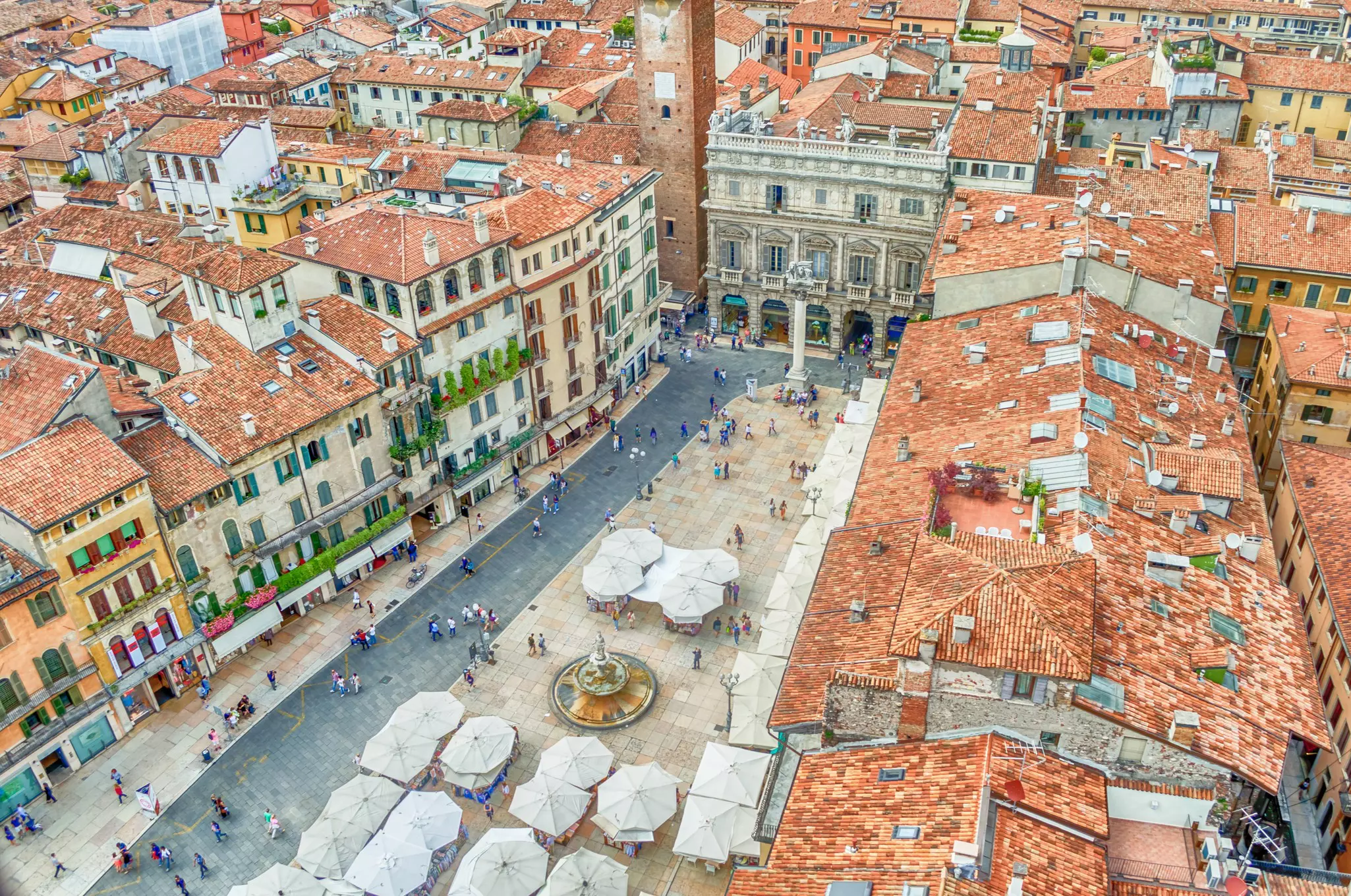 View over Piazza delle Erbe in Verona, Italy