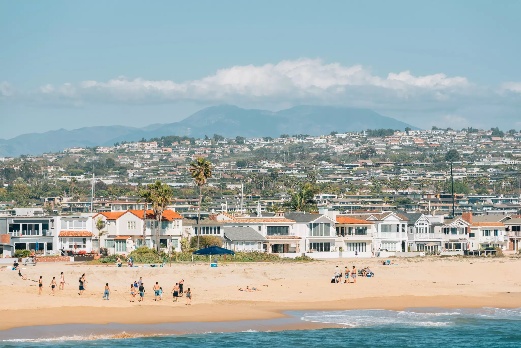 View of the beach from Balboa Pier in Newport Beach