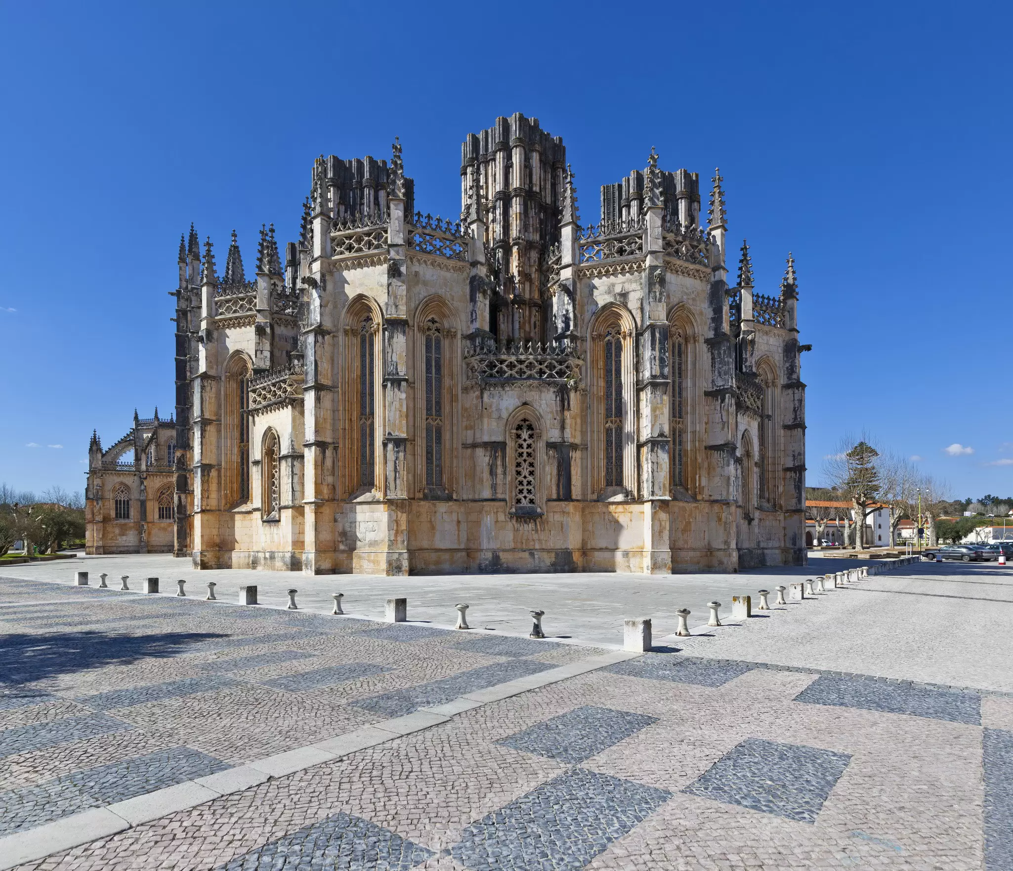 Exterior view of the Imperfect Chapels at the Mosteiro da Batalha in Portugal