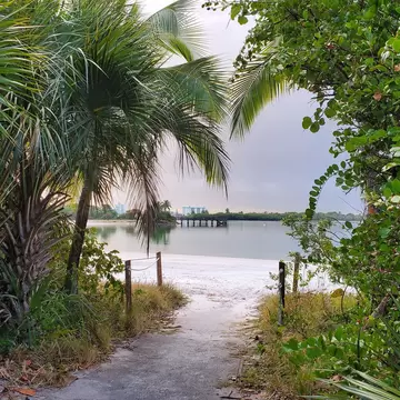 Beach entrance at Oleta River State Park in North Miami Beach, FL