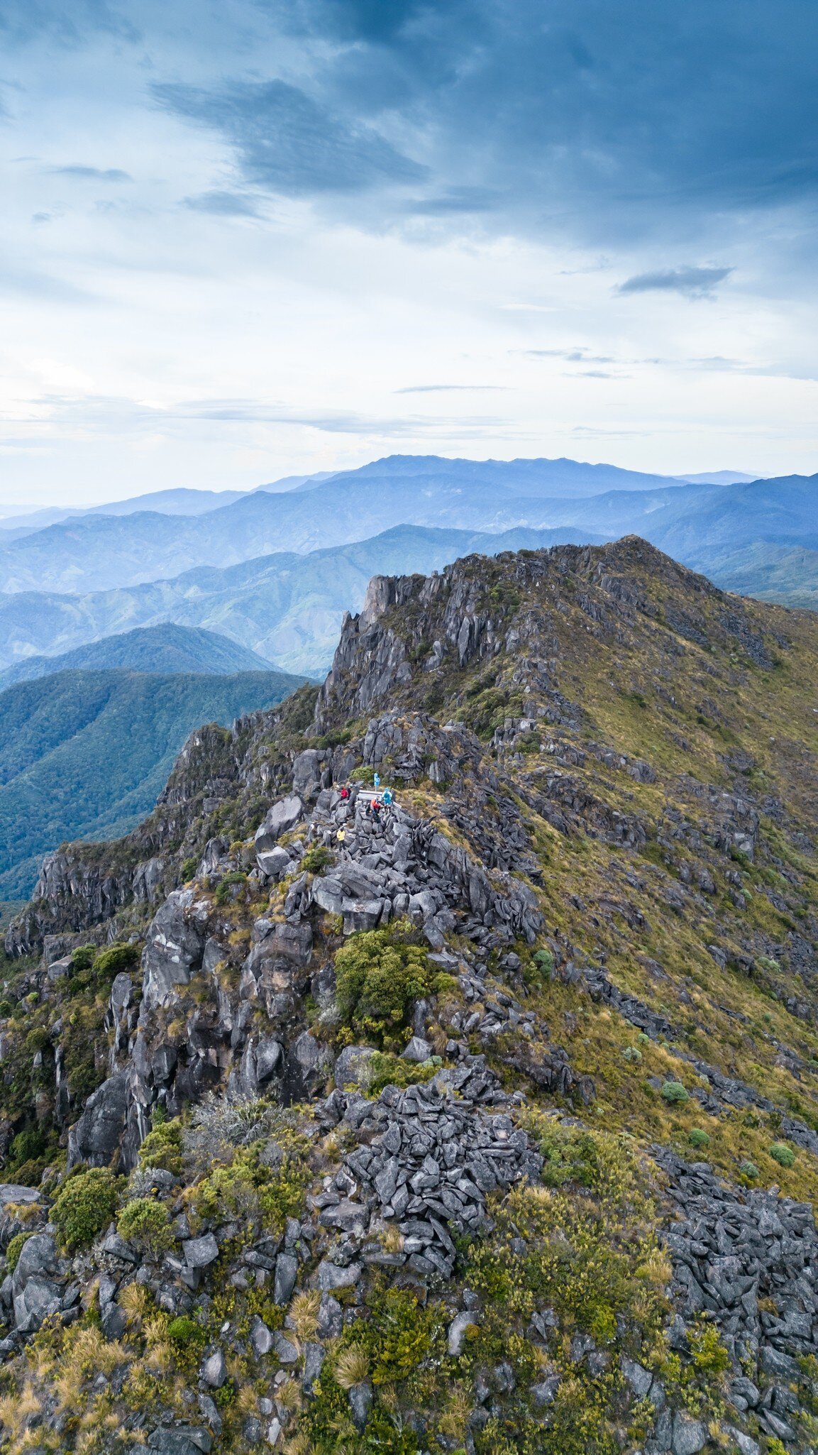Rocky landscape at the summit of Cerro Urán on a cold morning in Chirripo National Park, Costa Rica.