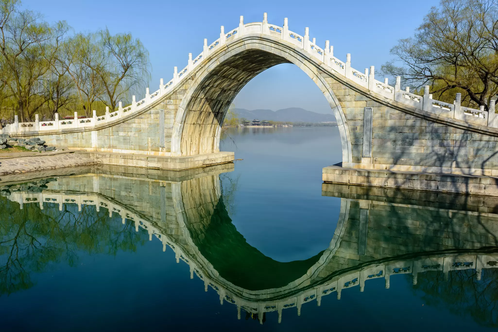 The Jade Belt Bridge of Summer Palace in the morning sunshine. Beijing, China.