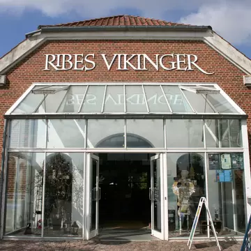 Facade of the Viking Museum in Ribe, Denmark.
