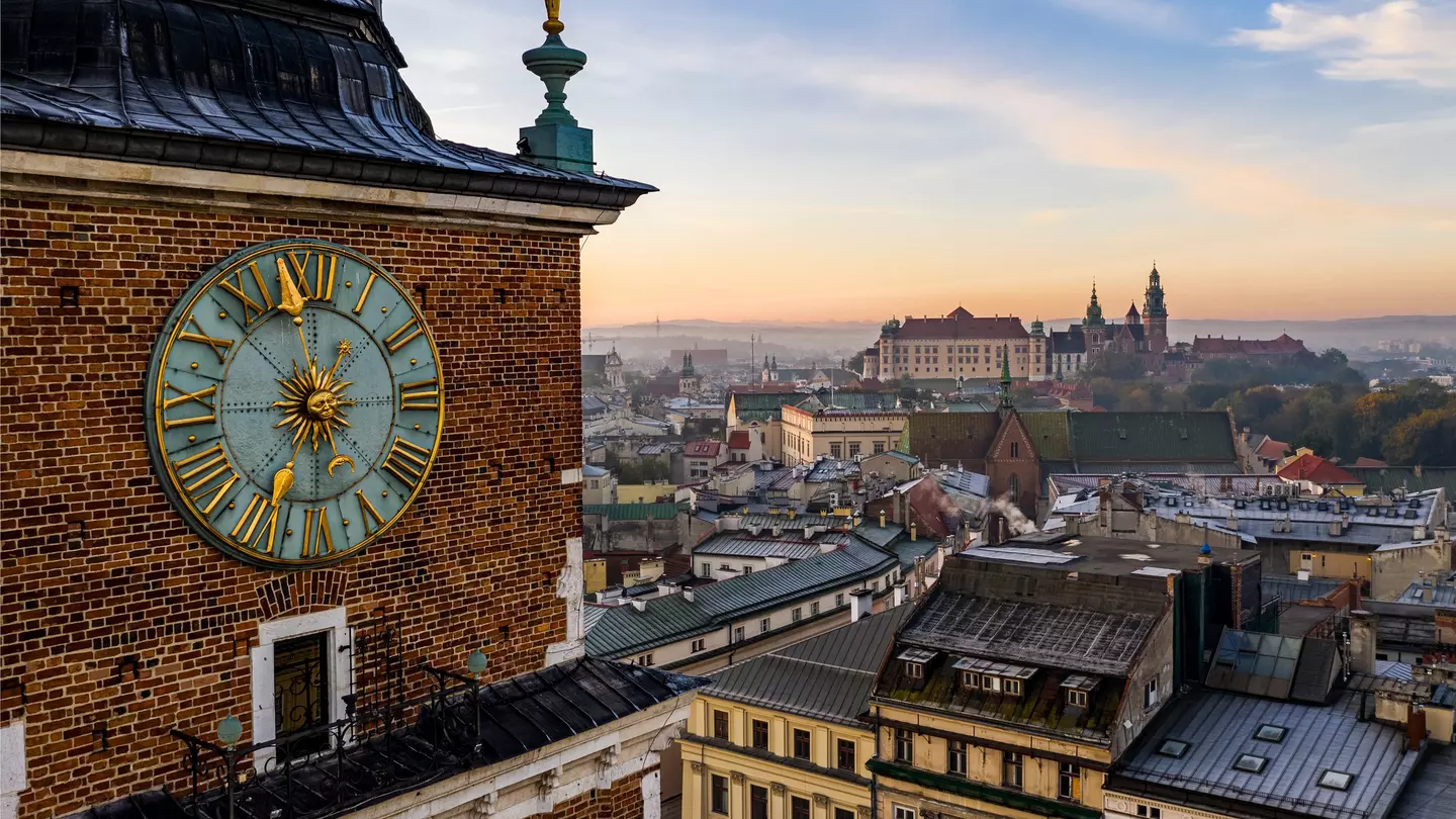 The Town Hall Tower and Wawel Royal Castle. Daniel Turbasa/Shutterstock