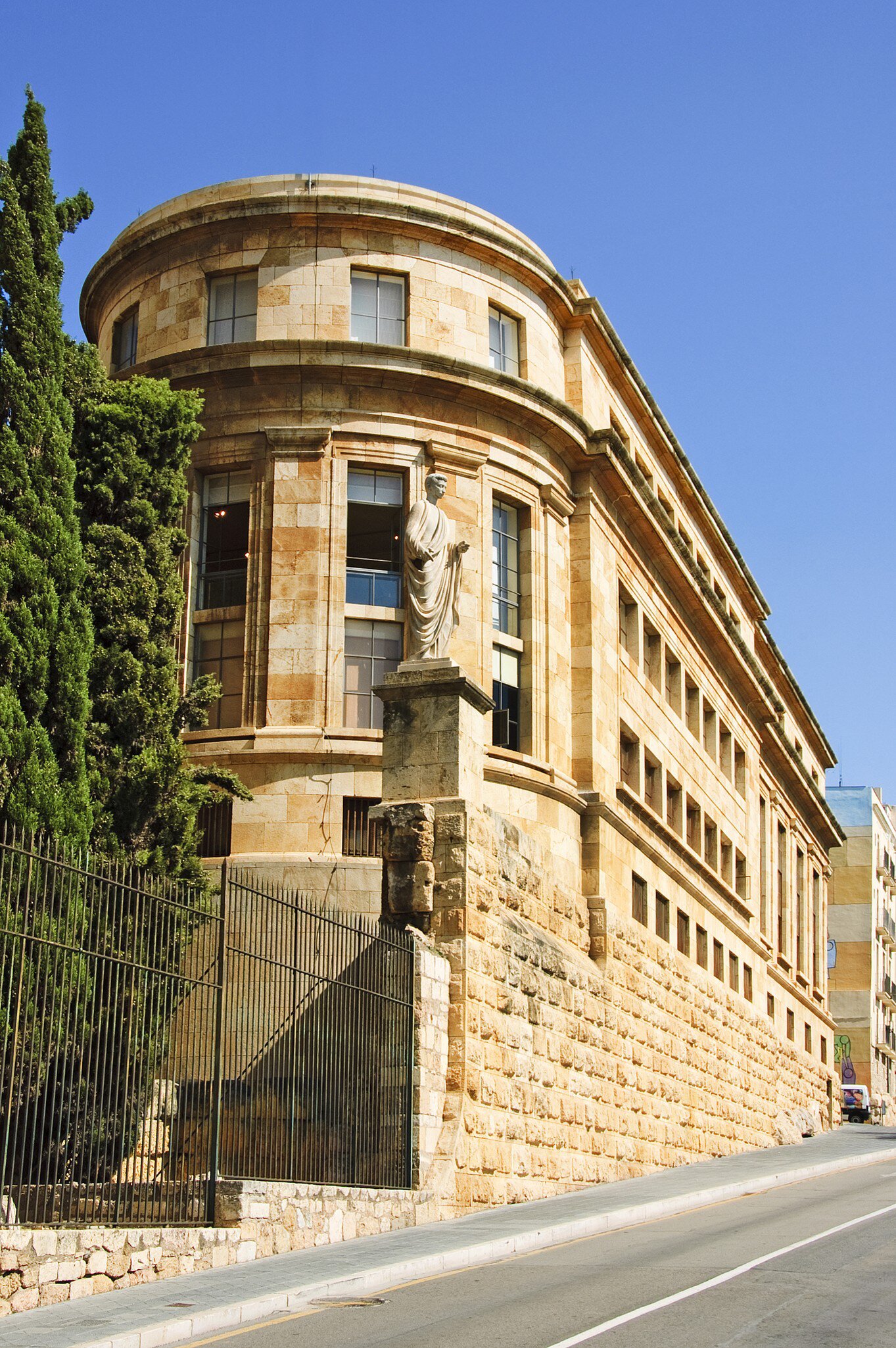 Exterior view of the Museu Nacional Arqueològic de Tarragona on a sunny day in Spain.