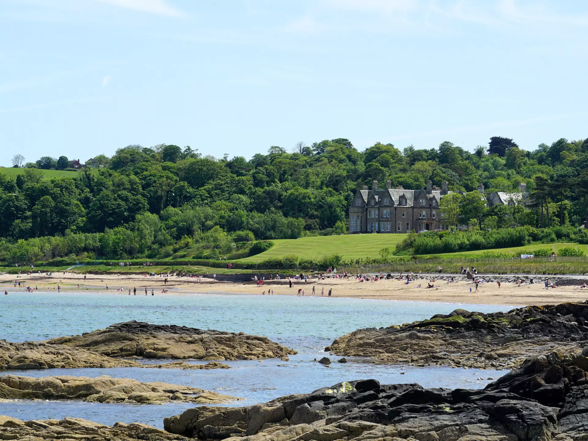 Crawfordsburn beach with Crawford House in the background, near Belfast