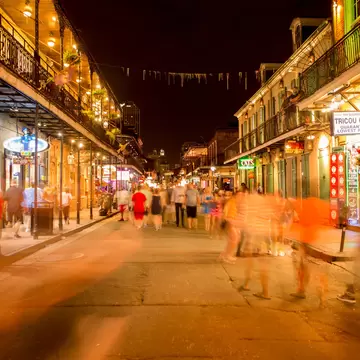 Bourbon Street in the New Orleans French Quarter.