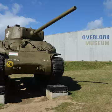 Sherman tank  at Overloard museum - Omaha Beach; Shutterstock ID 1167057679;