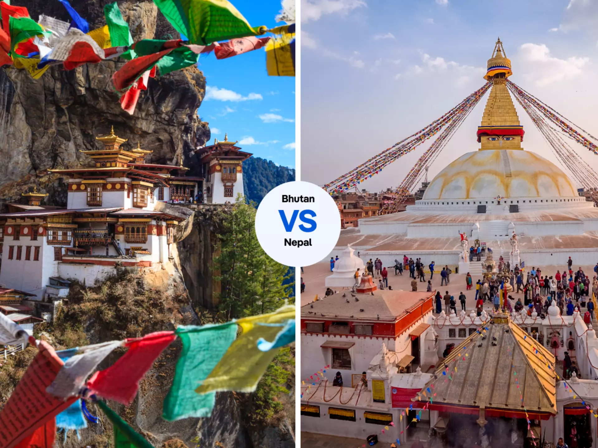 Bhutan's cliffside dzongs (fortresses) or Nepal's Buddhist stupas? You decide © Getty Images