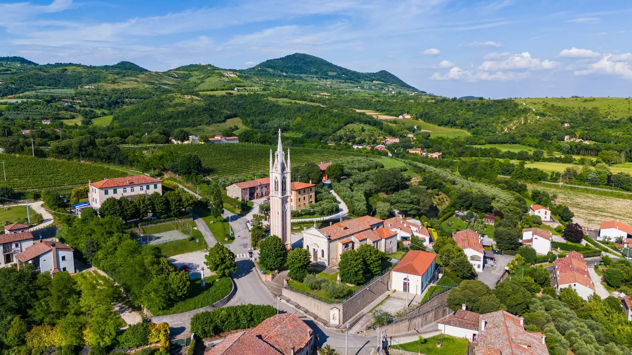 A mountain village in the Colli Euganei near Padua in the Veneto, Italy.