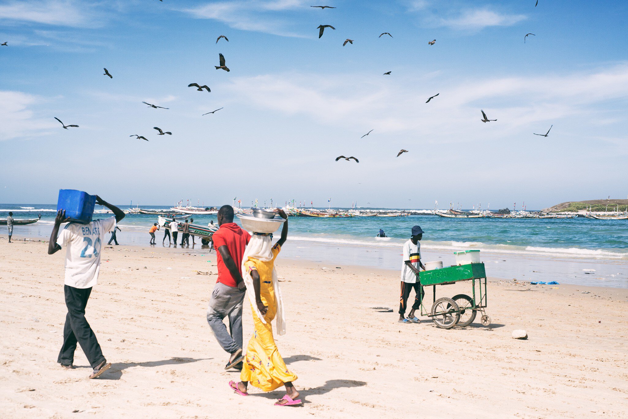 Beach scene in Yoff, a fishing neighbourhood of Dakar, Senegal.
