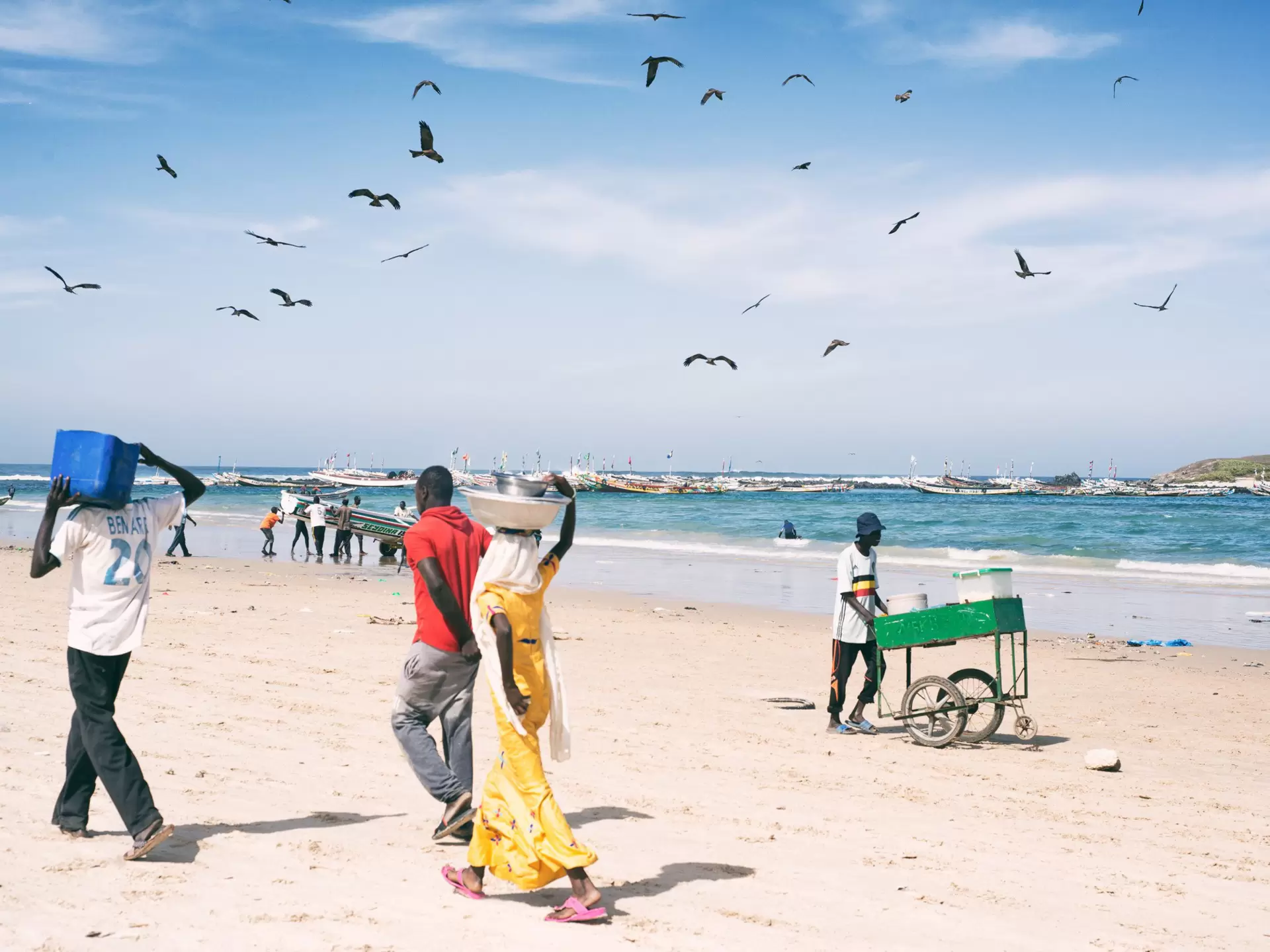 Beach scene in Yoff, a fishing neighbourhood of Dakar, Senegal.
