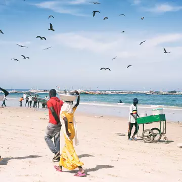 Beach scene in Yoff, a fishing neighbourhood of Dakar, Senegal.