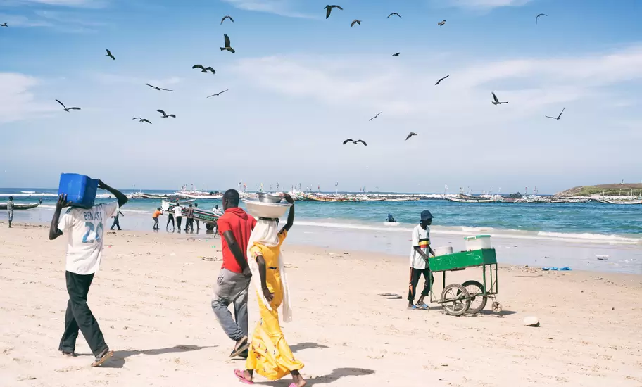 Beach scene in Yoff, a fishing neighbourhood of Dakar, Senegal.