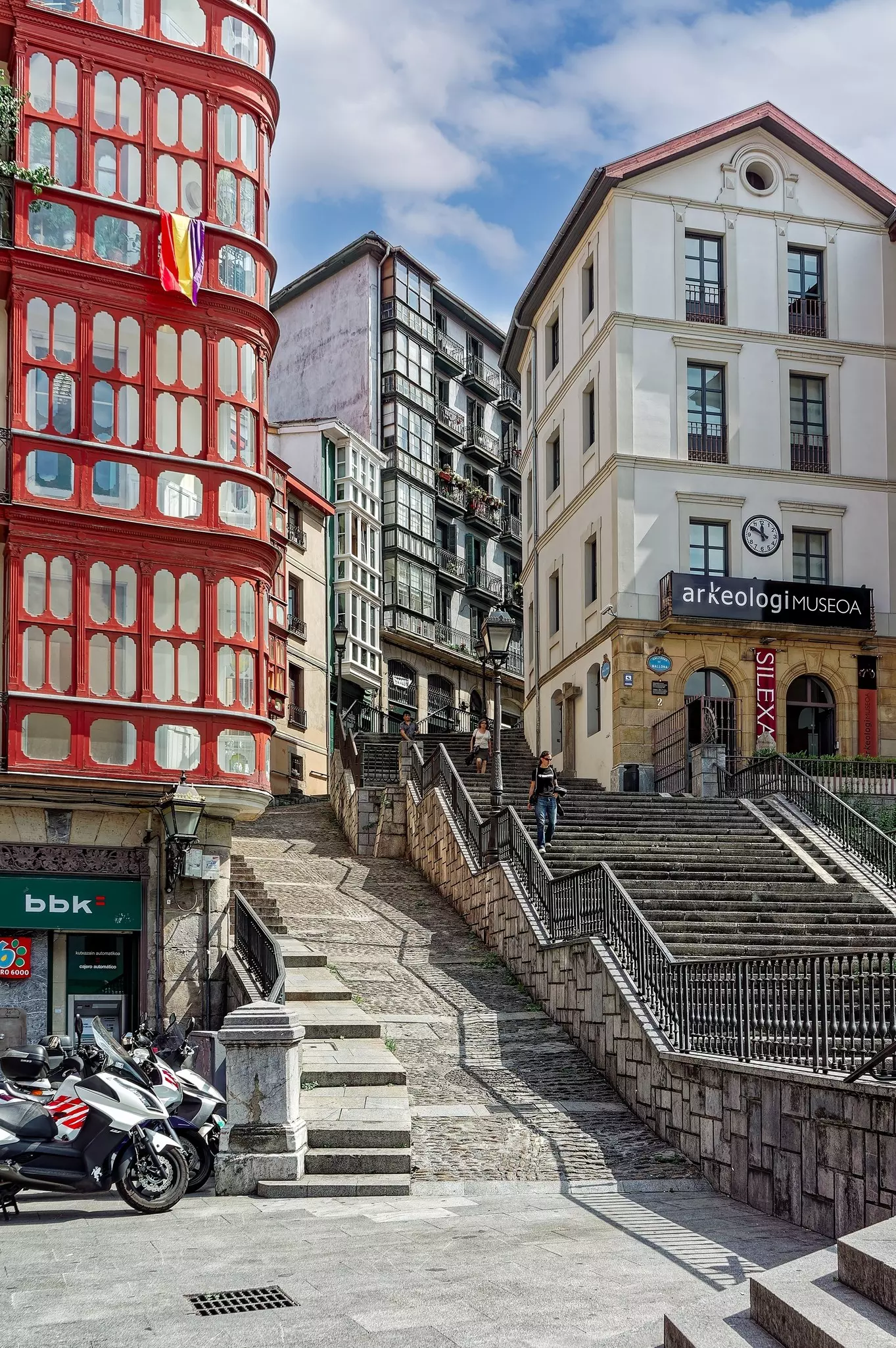 Buildings in Plaza Unamuno, Unamuno Square, the center of Casco Viejo, the Old Town of Bilbao.