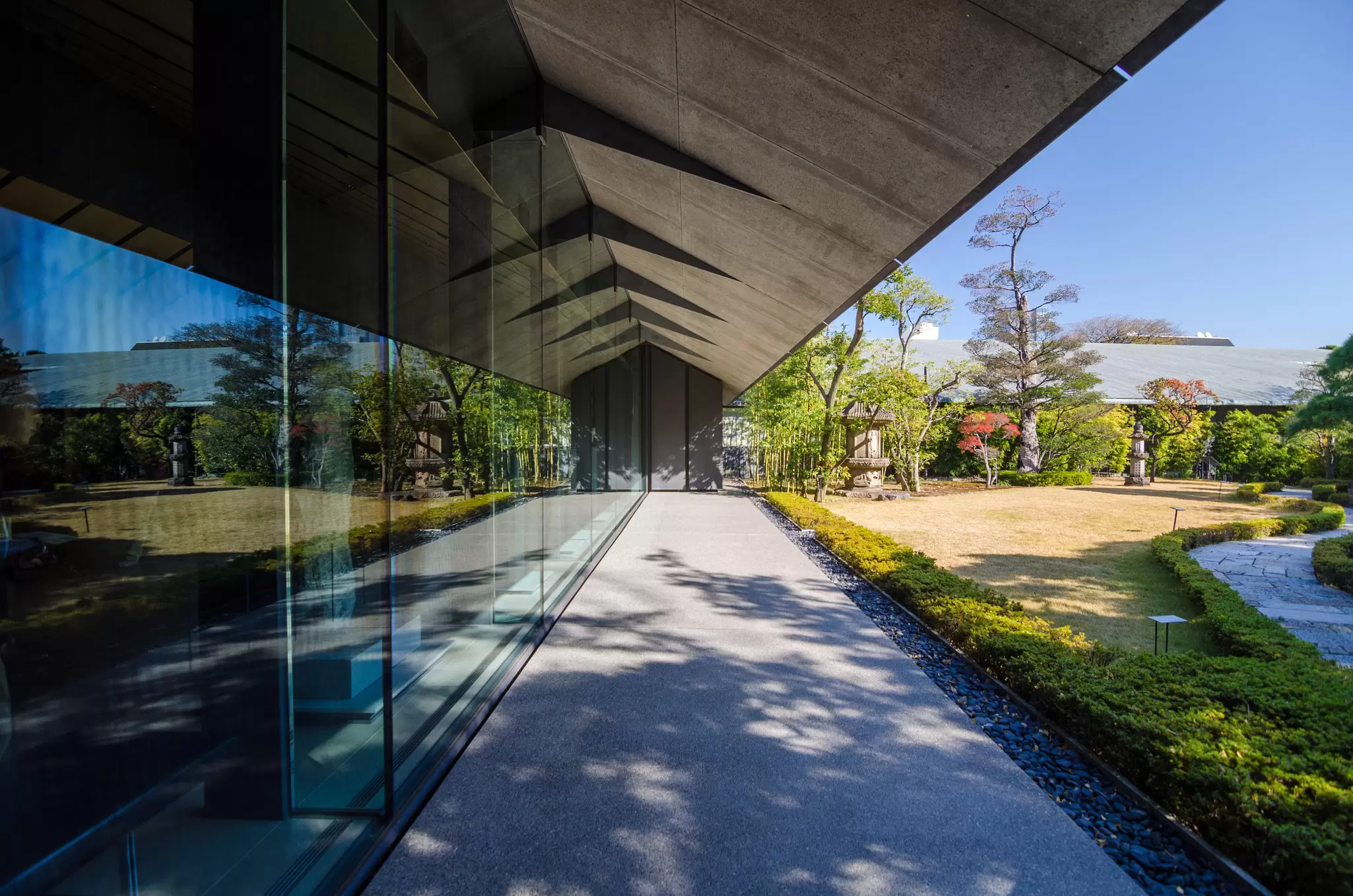 Exterior of Nezu Museum with Japanese Garden, Tokyo, Japan.