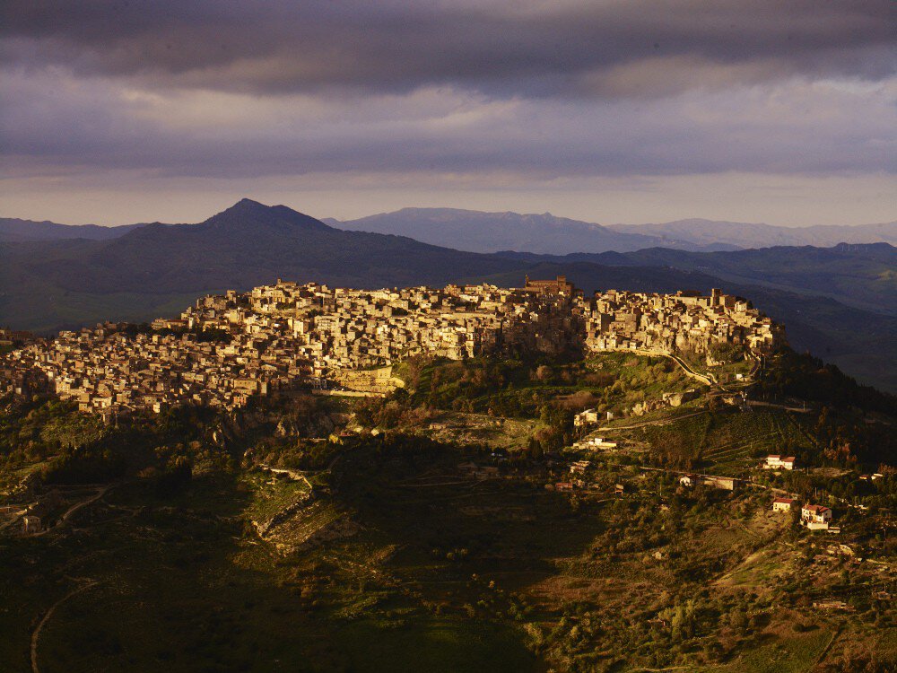 Overview of  town of Enna in central Sicily.
