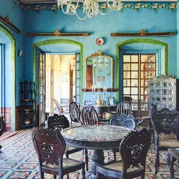 Goa, India - November 16, 2012: Menezes Braganza Pereira House - old colonial Villa-Museum of Portuguese era with beautiful paintings, furniture items and other decoration stuff of 16-18 century.