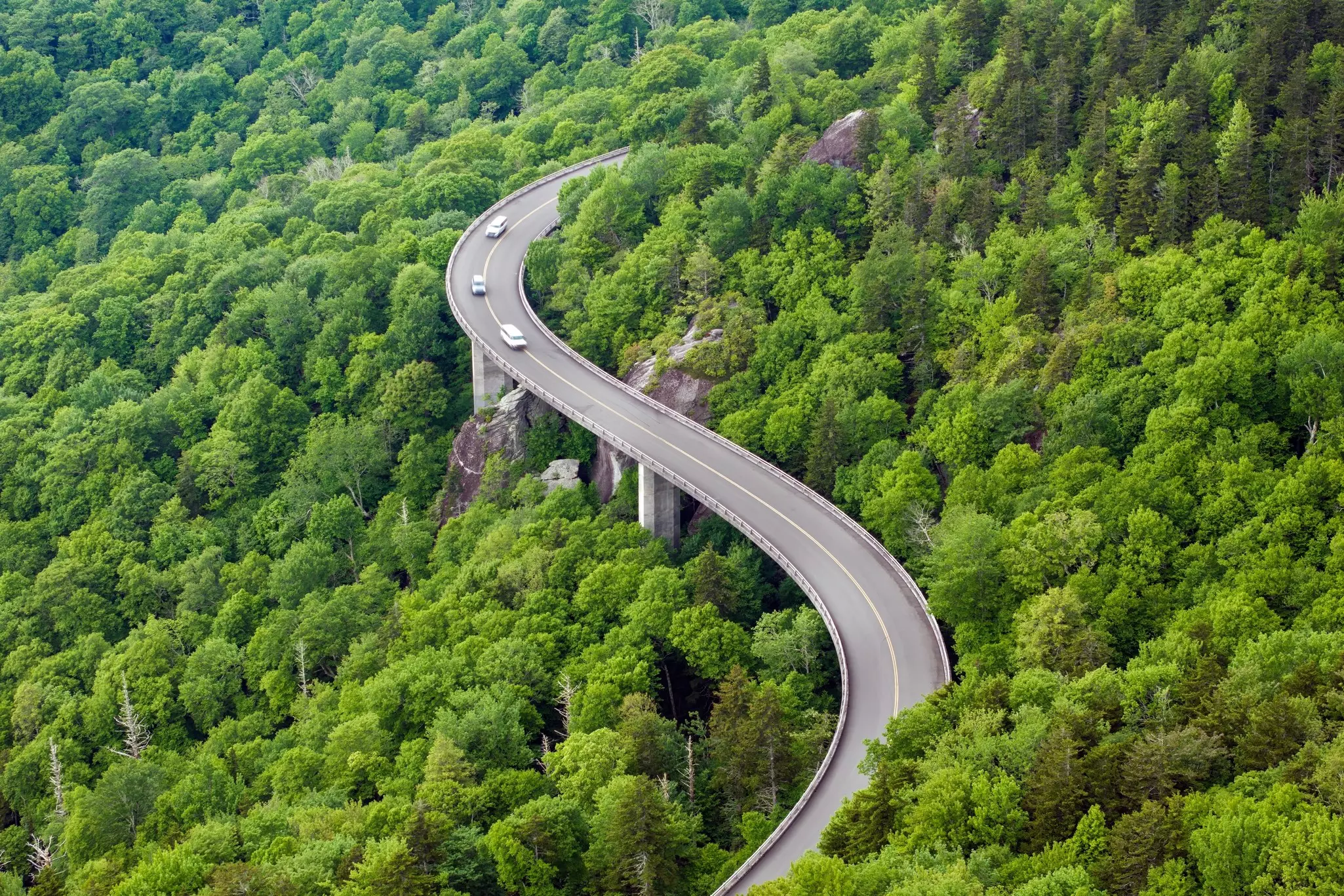 Linn Cove Viaduct along Blue Ridge Parkway.