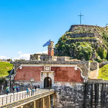 CORFU,GREECE-APIRL 16,2019 : Tourists walking around Palaio Frourio in corfu city; Shutterstock ID 1545626501; your: Barbara Di Castro; gl: 65050; netsuite: digital; full: poi