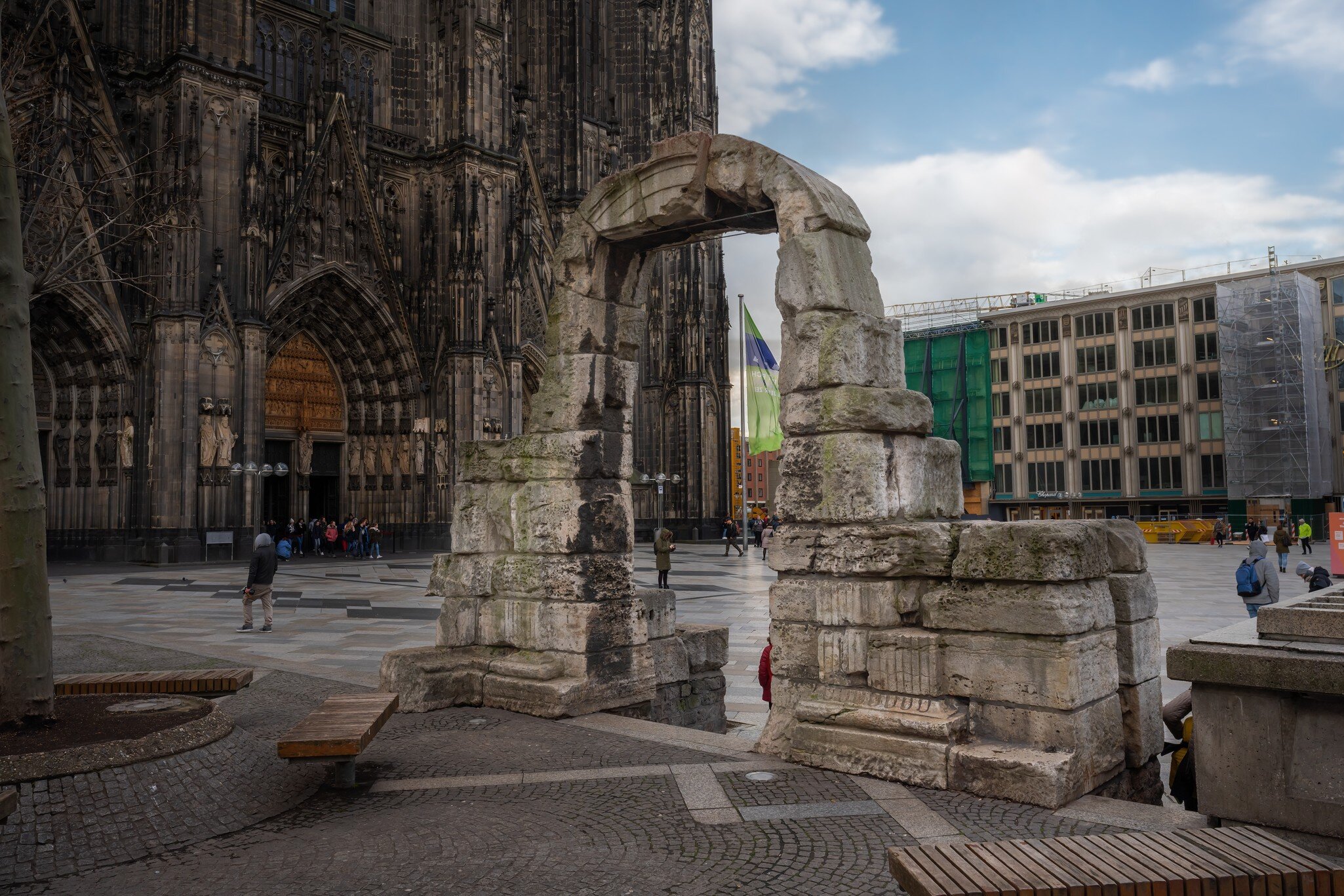 Remnants of the Roman North Gate in Cologne, Germany.
