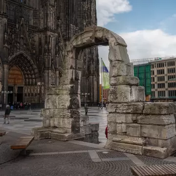 Remnants of the Roman North Gate in Cologne, Germany.