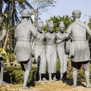 Sculptures of traditional folk dance and culture at Nehru Park in Guwahati, Assam, India.