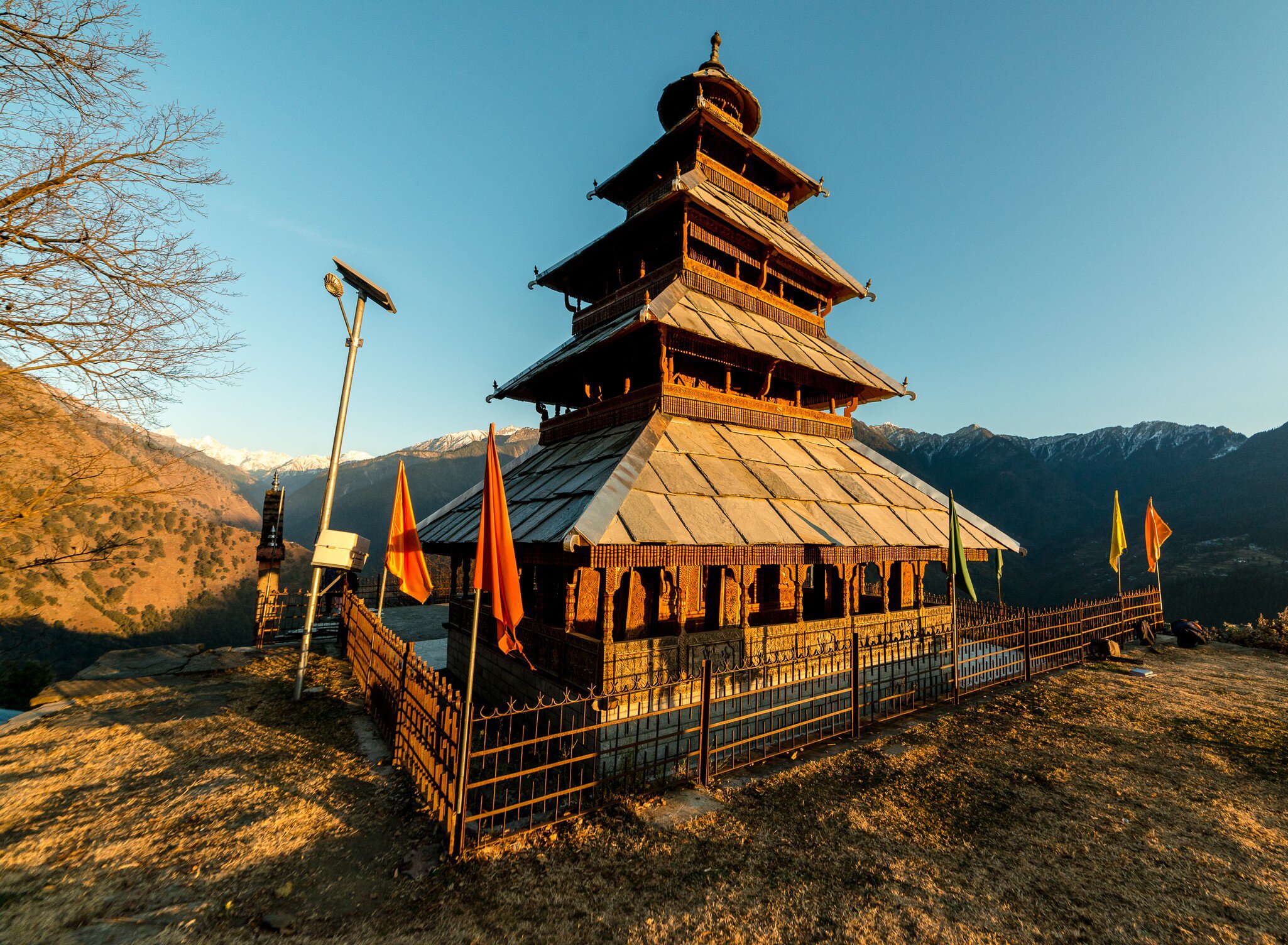  Manu Rishi Temple in Shanshar, Himachal Pradesh, India, at sunset.