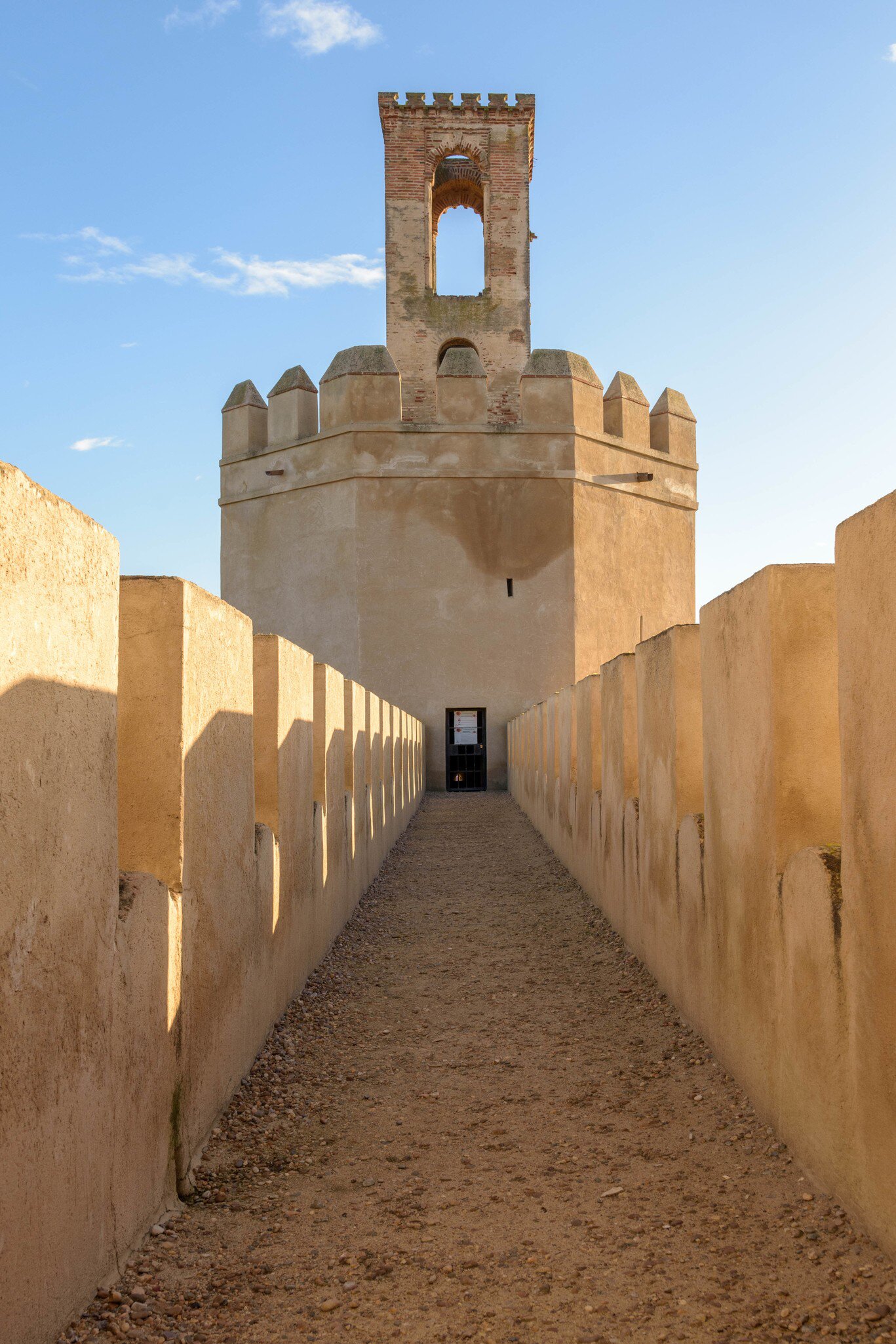 View of a tower of the Alcazaba in Badajoz, Spain.