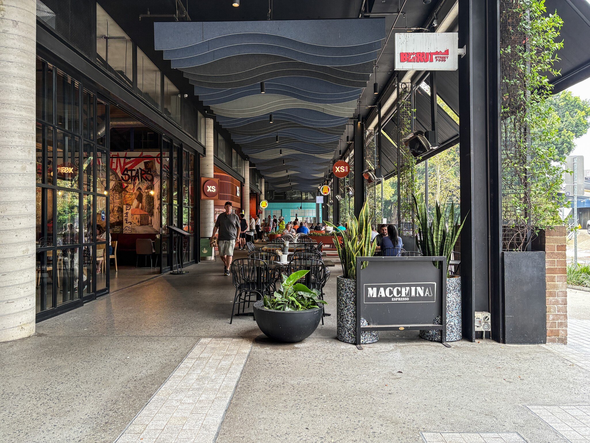 View of restaurants in Marrickville metro in Sydney, Australia.