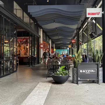 View of restaurants in Marrickville metro in Sydney, Australia.