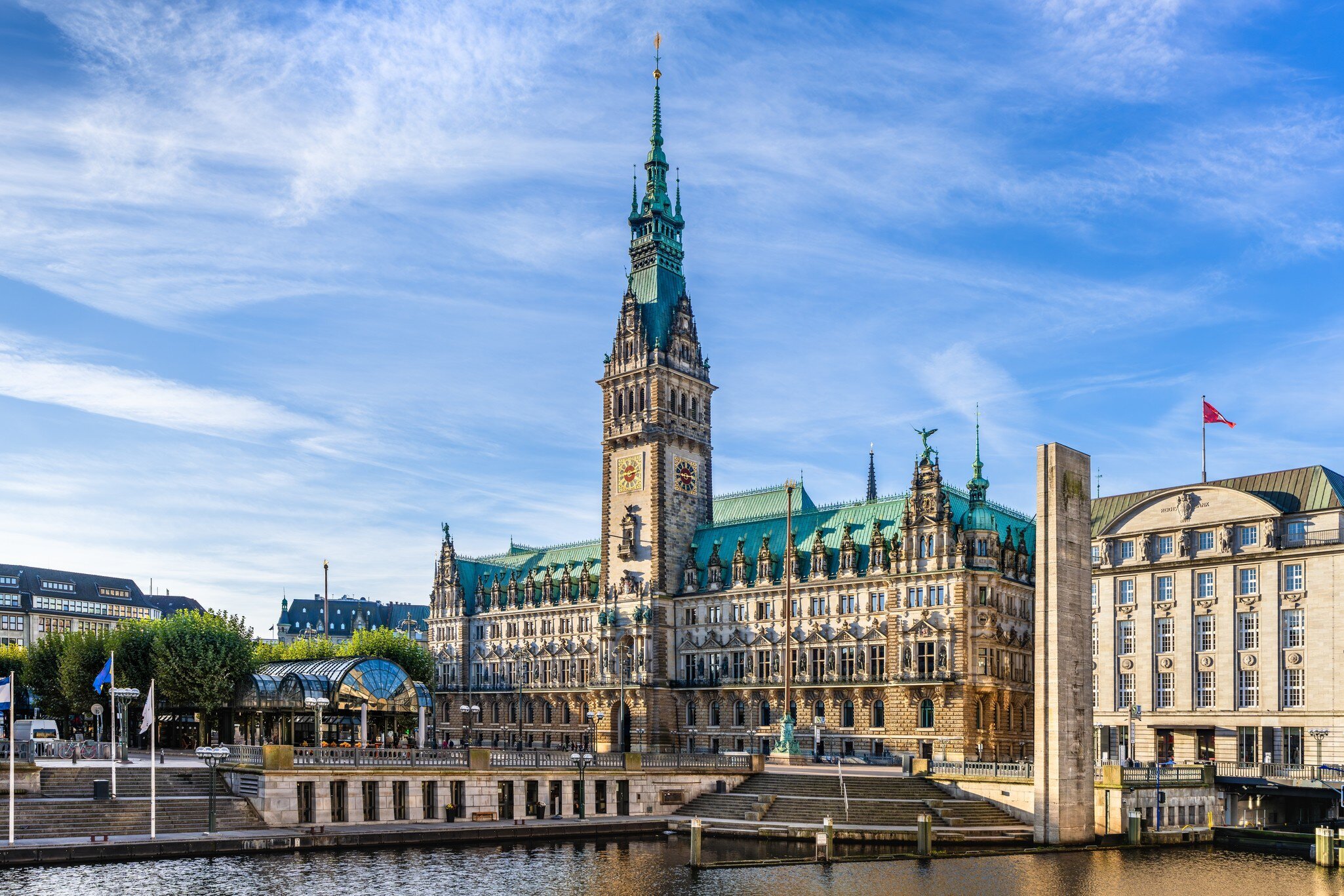 Hamburg's Rathaus anchors the city's downtown.