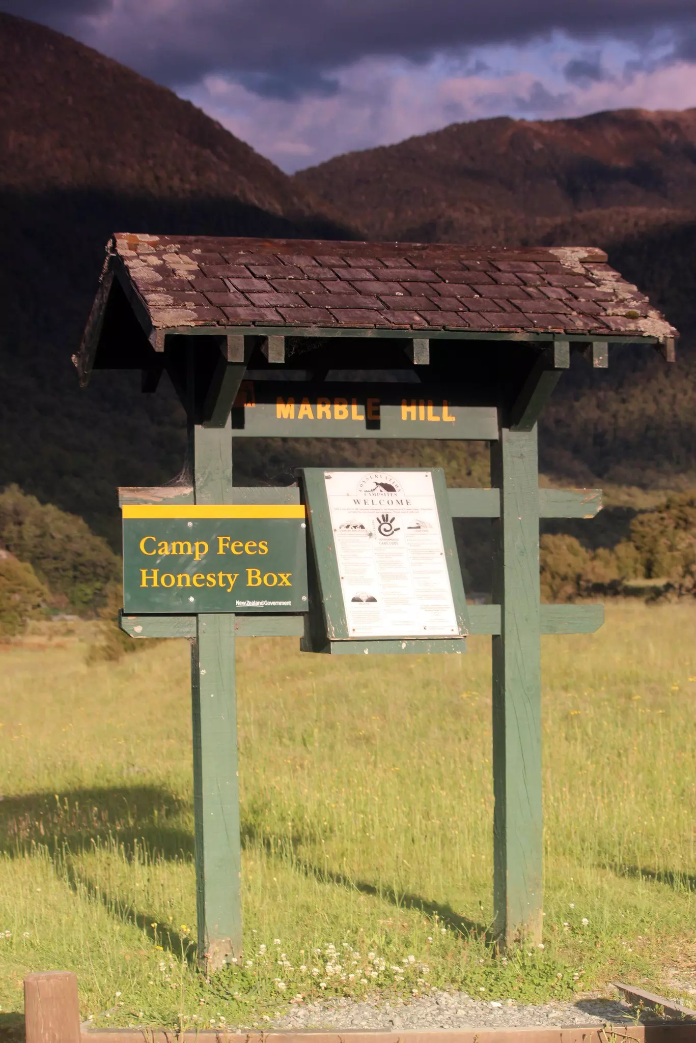 Honesty box at a campsite for travellers to pay their campsite fee.