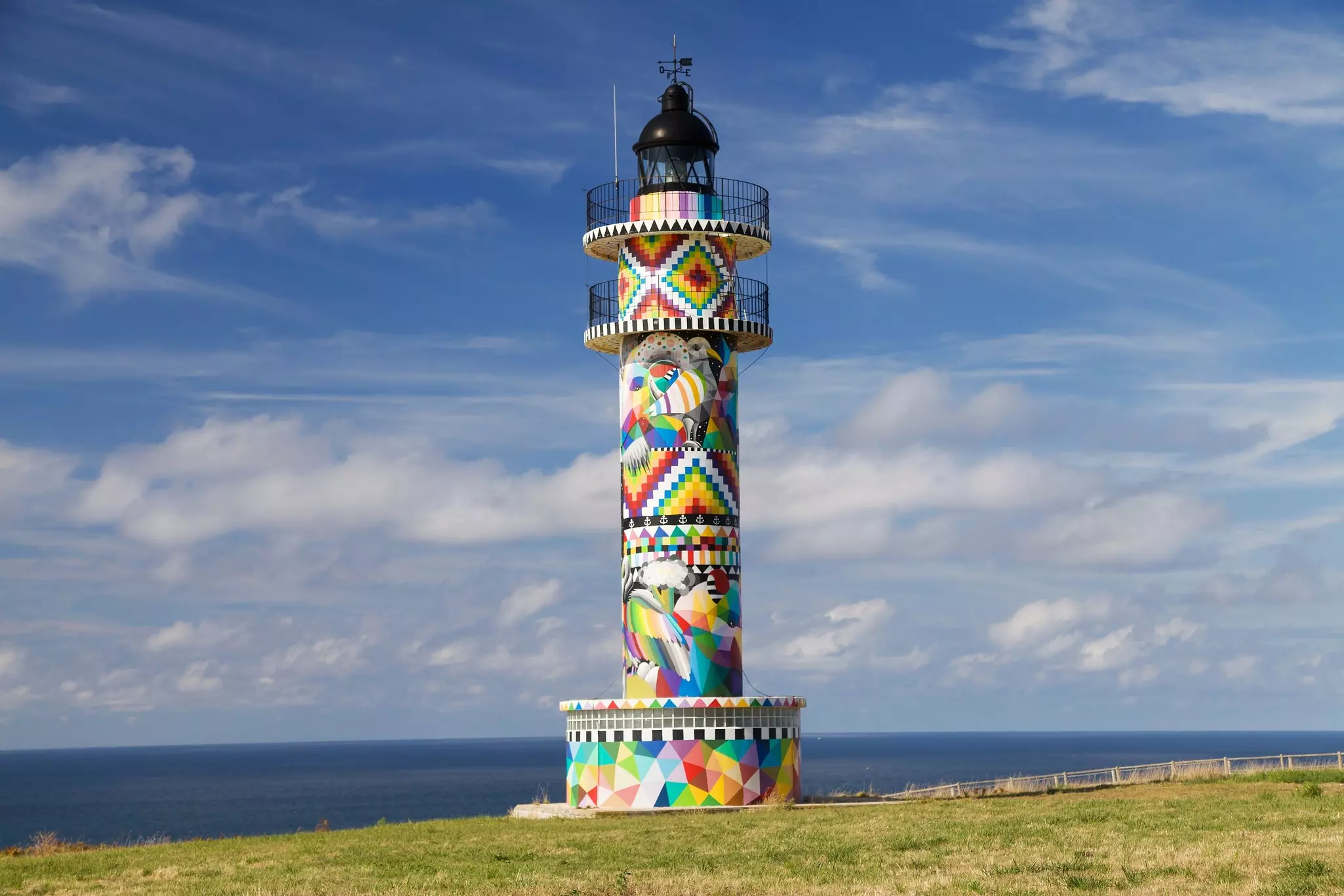 The Faro de Ajo lighthouse in Spain with a new vibrant makeover