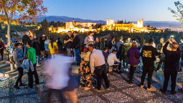 Sunset gathering at Mirador San Nicolás