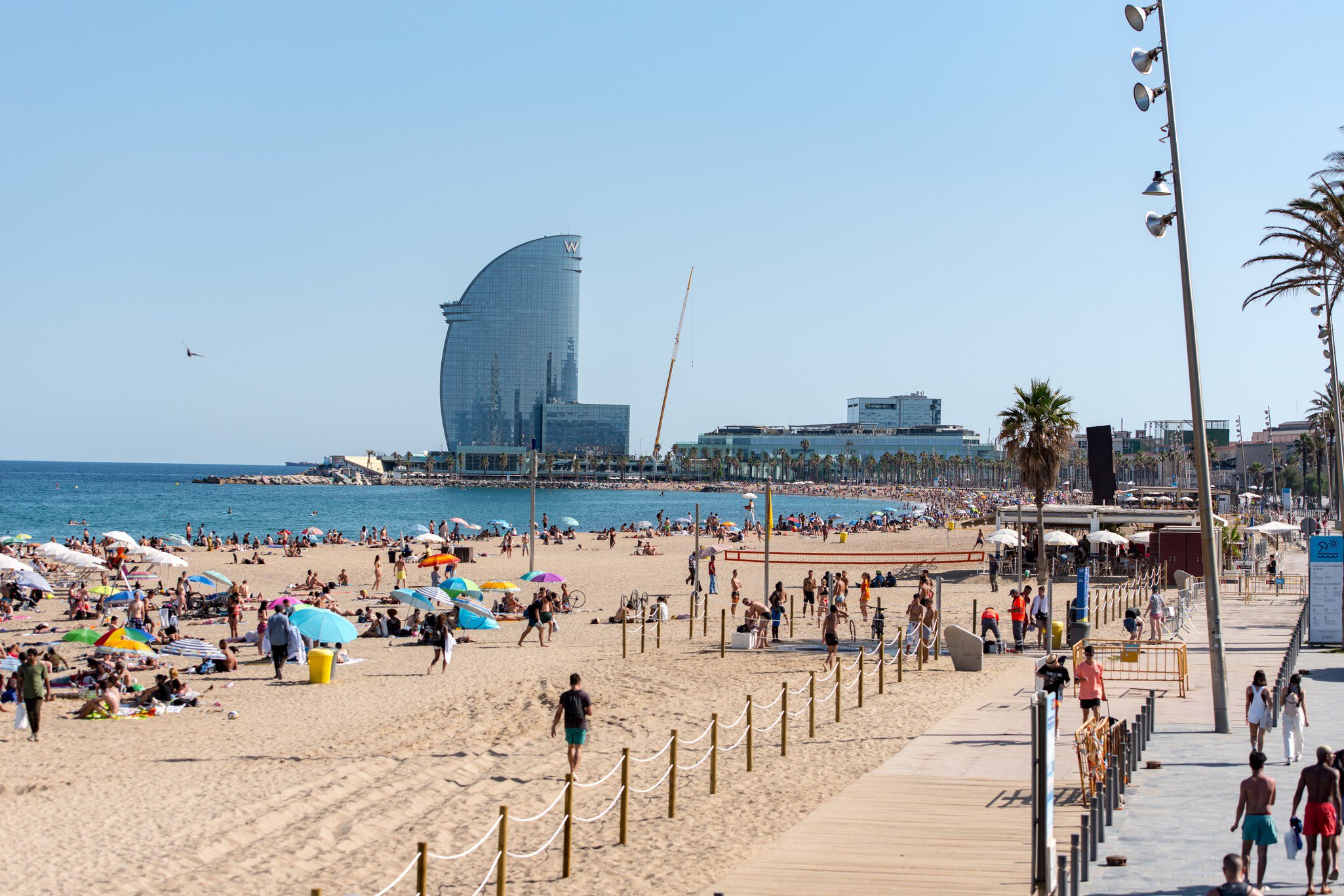 View over the Platja de Sant Miquel in Barcelona, Spain.