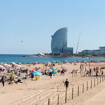 View over the Platja de Sant Miquel in Barcelona, Spain.