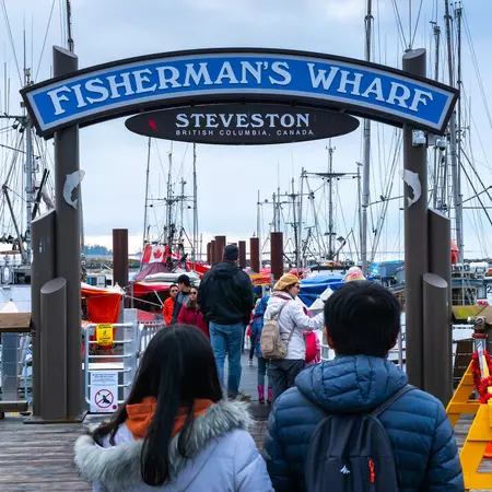 Famous tourist attractions Fisherman's Wharf in Steveston, Richmond, BC, Canada