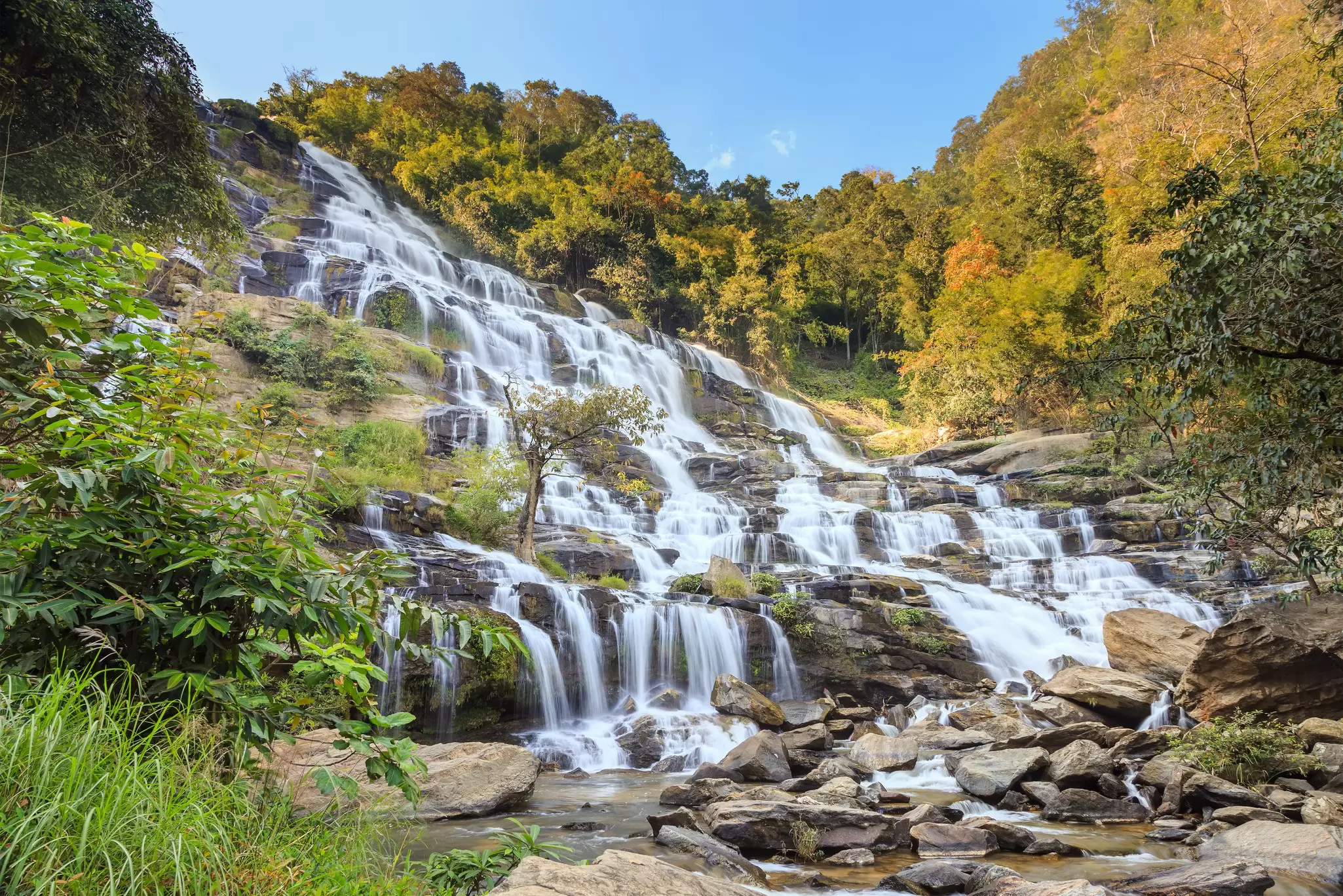 View of the Mae Ya waterfall at Doi Inthanon National Park in Chiang Mai, Thailand.